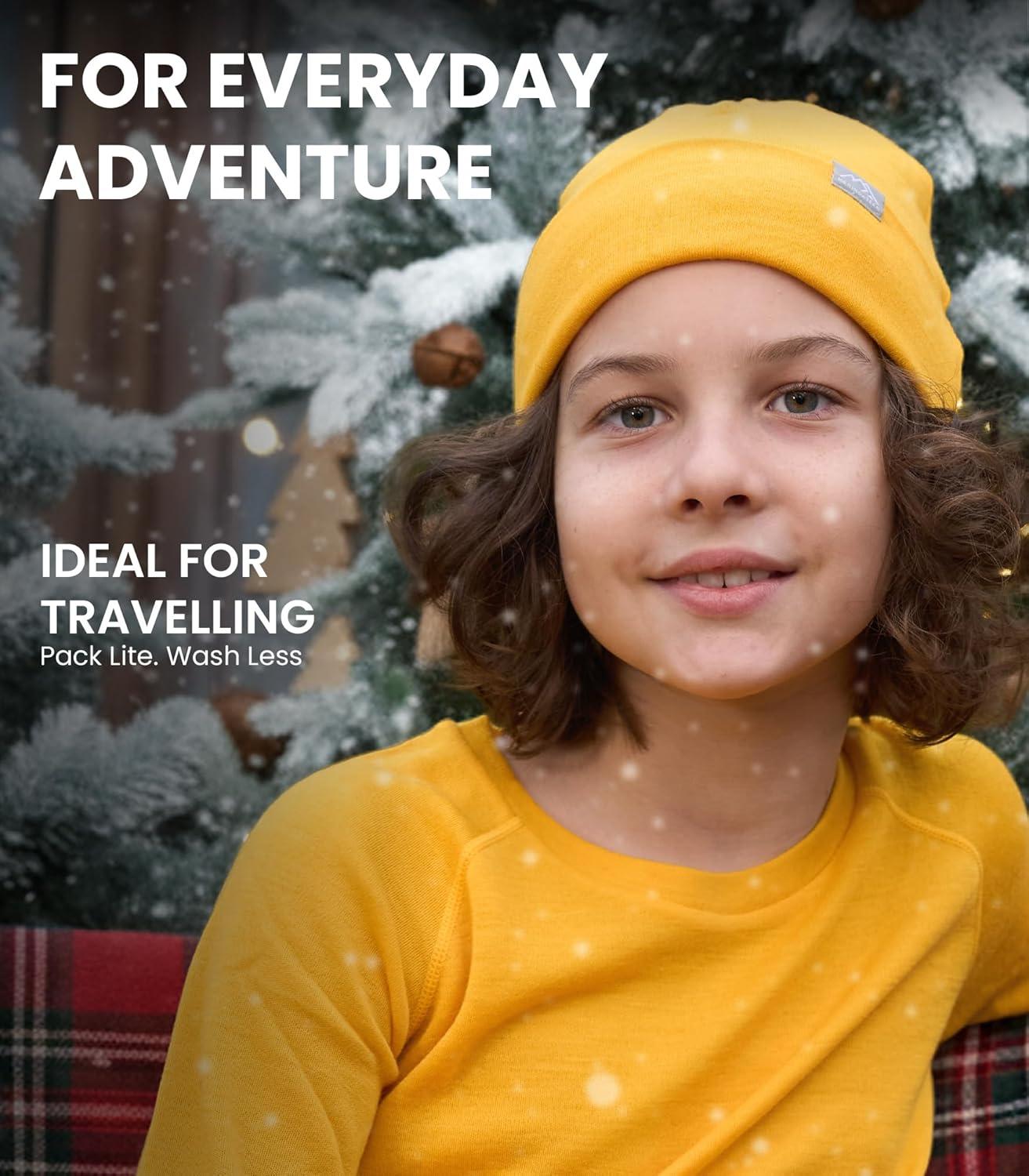 imageMerino Wool Beanie Kids Unisex Cuff Wool Beanie Cap for Children Breathable Ideal for Sensitive Skin Winter EssentialWindsor Blue