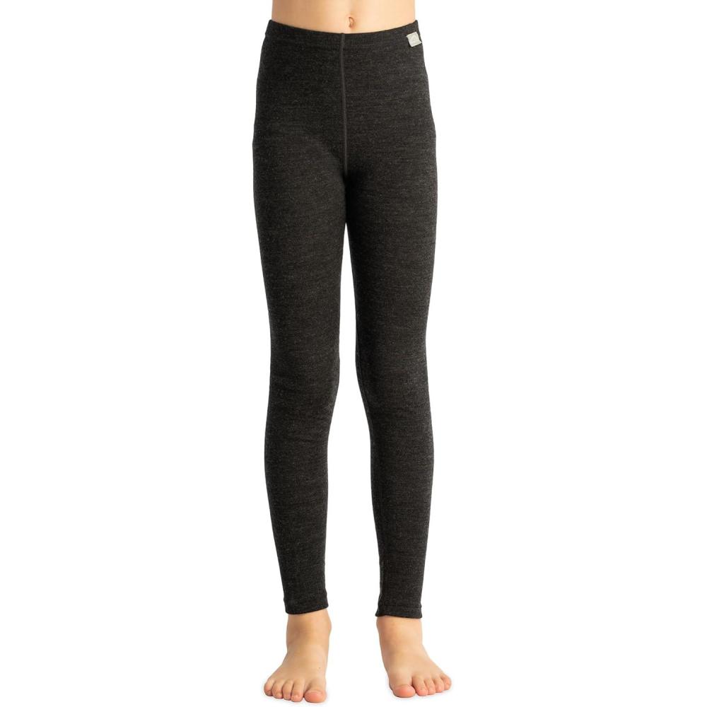 imageMerino Wool Base Layer Kids Midweight Merino Wool Long Johns for Kids Unisex Thermal PantsCharcoal Grey