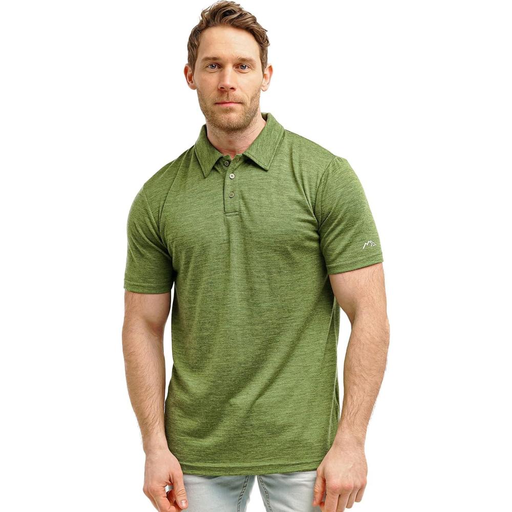 imageMerino Wool Polo Shirt Men AntiOdor 100 Merino Wool Shirts for Men Short Sleeve and Long Sleeve Breathable PoloOlive Green Polo