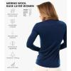 Merino Wool Base Layer Women – 100% Merino Wool Shirt Women Thermal Underwear Long Sleeve T-Shirt for Hiking(190 Navy)