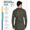 Merino.tech Merino Wool Base Layer – Mens 100% Merino Wool Long Sleeve Thermal Shirts Heavyweight, Midweight, Lite with Socks(250 Camo)