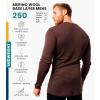 Merino.tech Merino Wool Base Layer – Mens 100% Merino Wool Long Sleeve Thermal Shirts Heavyweight, Midweight, Lite with Socks(250 Chocolate)