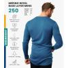 Merino.tech Merino Wool Base Layer – Mens 100% Merino Wool Long Sleeve Thermal Shirts Heavyweight, Midweight, Lite with Socks(250 Denim Blue)