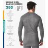Merino.tech Merino Wool Base Layer – Mens 100% Merino Wool Long Sleeve Thermal Shirts Heavyweight, Midweight, Lite with Socks(250 Gray Heather)