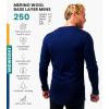 Merino.tech Merino Wool Base Layer – Mens 100% Merino Wool Long Sleeve Thermal Shirts Heavyweight, Midweight, Lite with Socks(250 Navy)