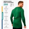 Merino.tech Merino Wool Base Layer – Mens 100% Merino Wool Long Sleeve Thermal Shirts Heavyweight, Midweight, Lite with Socks(250 Olive)
