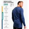 Merino.tech Merino Wool Base Layer – Mens 100% Merino Wool Long Sleeve Thermal Shirts Heavyweight, Midweight, Lite with Socks(250 Windsor Blue)
