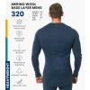 Merino.tech Merino Wool Base Layer – Mens 100% Merino Wool Long Sleeve Thermal Shirts Heavyweight, Midweight, Lite with Socks(320 Navy)