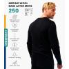 Merino.tech Merino Wool Base Layer – Mens 100% Merino Wool Long Sleeve Thermal Shirts Heavyweight, Midweight, Lite with Socks(.Black 250)