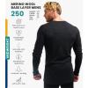 Merino.tech Merino Wool Base Layer – Mens 100% Merino Wool Long Sleeve Thermal Shirts Heavyweight, Midweight, Lite with Socks(.Charcoal Grey 250)