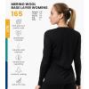 Merino.tech Merino Wool Base Layer Women – 100% Merino Wool Heavyweight, Midweight, Lite Long Sleeve Thermal Shirt and Socks(165 Black)