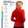 Merino.tech Merino Wool Base Layer Women – 100% Merino Wool Heavyweight, Midweight, Lite Long Sleeve Thermal Shirt and Socks(250 Cherry Red)
