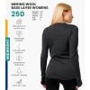 Merino.tech Merino Wool Base Layer Women – 100% Merino Wool Heavyweight, Midweight, Lite Long Sleeve Thermal Shirt and Socks(.Charcoal Grey 250)