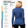 Merino.tech Merino Wool Base Layer Women – 100% Merino Wool Heavyweight, Midweight, Lite Long Sleeve Thermal Shirt and Socks(Windsor Blue 250)