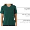 Merino.tech Merino Wool Shirt Women – 100% Merino Wool Base Layer Women Short Sleeve Tee(Rainforest Green Crewneck)