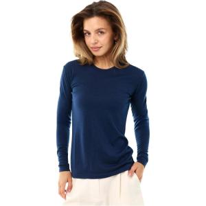 Merino Wool Base Layer Women – 100% Merino Wool Shirt Women Thermal Underwear Long Sleeve T-Shirt for Hiking(190 Navy)