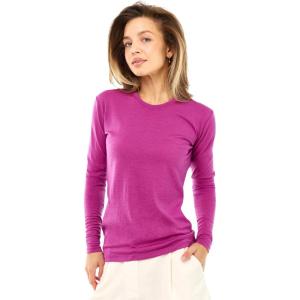Merino Wool Base Layer Women – 100% Merino Wool Shirt Women Thermal Underwear Long Sleeve T-Shirt for Hiking(190 Violet)