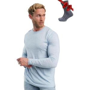 Merino.tech Merino Wool Base Layer – Mens 100% Merino Wool Long Sleeve Thermal Shirts Heavyweight, Midweight, Lite with Socks(165 Arctic)