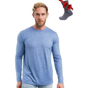 Merino.tech Merino Wool Base Layer – Mens 100% Merino Wool Long Sleeve Thermal Shirts Heavyweight, Midweight, Lite with Socks(165 Deep Blue)