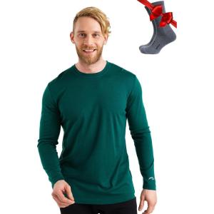 Merino.tech Merino Wool Base Layer – Mens 100% Merino Wool Long Sleeve Thermal Shirts Heavyweight, Midweight, Lite with Socks(165 Forest Green)