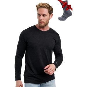 Merino.tech Merino Wool Base Layer – Mens 100% Merino Wool Long Sleeve Thermal Shirts Heavyweight, Midweight, Lite with Socks(165 Heathered Black)