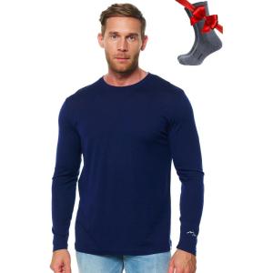 Merino.tech Merino Wool Base Layer – Mens 100% Merino Wool Long Sleeve Thermal Shirts Heavyweight, Midweight, Lite with Socks(165 Navy)