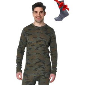 Merino.tech Merino Wool Base Layer – Mens 100% Merino Wool Long Sleeve Thermal Shirts Heavyweight, Midweight, Lite with Socks(250 Camo)