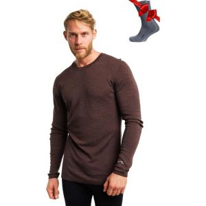 Merino.tech Merino Wool Base Layer – Mens 100% Merino Wool Long Sleeve Thermal Shirts Heavyweight, Midweight, Lite with Socks(250 Chocolate)