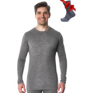 Merino.tech Merino Wool Base Layer – Mens 100% Merino Wool Long Sleeve Thermal Shirts Heavyweight, Midweight, Lite with Socks(250 Gray Heather)