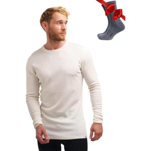 Merino.tech Merino Wool Base Layer – Mens 100% Merino Wool Long Sleeve Thermal Shirts Heavyweight, Midweight, Lite with Socks(250 Natural Merinos)
