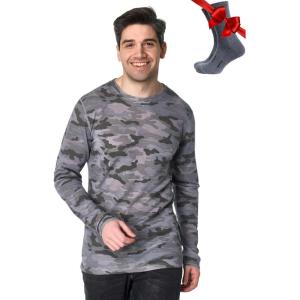 Merino.tech Merino Wool Base Layer – Mens 100% Merino Wool Long Sleeve Thermal Shirts Heavyweight, Midweight, Lite with Socks(250 Urban Grey)
