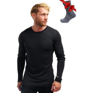 Merino.tech Merino Wool Base Layer – Mens 100% Merino Wool Long Sleeve Thermal Shirts Heavyweight, Midweight, Lite with Socks(.Charcoal Grey 250)