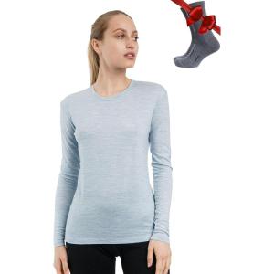 Merino.tech Merino Wool Base Layer Women – 100% Merino Wool Heavyweight, Midweight, Lite Long Sleeve Thermal Shirt and Socks(165 Arctic)