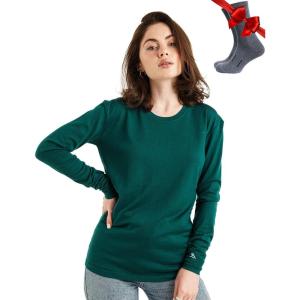 Merino.tech Merino Wool Base Layer Women – 100% Merino Wool Heavyweight, Midweight, Lite Long Sleeve Thermal Shirt and Socks(165 Forest Green)