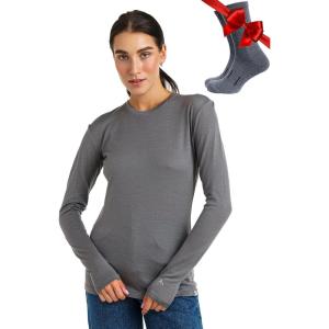 Merino.tech Merino Wool Base Layer Women – 100% Merino Wool Heavyweight, Midweight, Lite Long Sleeve Thermal Shirt and Socks(165 Perfect Grey)