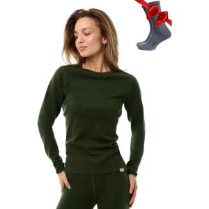 Merino.tech Merino Wool Base Layer Women – 100% Merino Wool Heavyweight, Midweight, Lite Long Sleeve Thermal Shirt and Socks(320 Army Green)