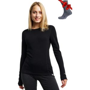 Merino.tech Merino Wool Base Layer Women – 100% Merino Wool Heavyweight, Midweight, Lite Long Sleeve Thermal Shirt and Socks(.Black 250)