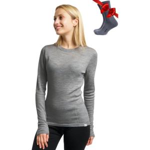 Merino.tech Merino Wool Base Layer Women – 100% Merino Wool Heavyweight, Midweight, Lite Long Sleeve Thermal Shirt and Socks(Gray Heather 250)