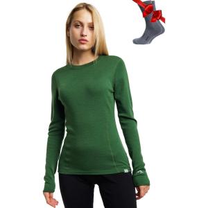 Merino.tech Merino Wool Base Layer Women – 100% Merino Wool Heavyweight, Midweight, Lite Long Sleeve Thermal Shirt and Socks(Olive 250)