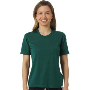 Merino.tech Merino Wool Shirt Women – 100% Merino Wool Base Layer Women Short Sleeve Tee(Rainforest Green Crewneck)