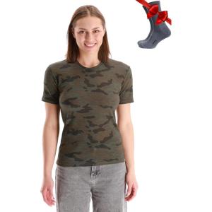 Merino.tech Merino Wool T Shirt Women – 100% Merino Wool Base Layer Women Short Sleeve Moisture-Wicking Tee and Hiking Socks(.Camo)
