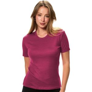 Merino.tech Merino Wool Shirt Women – 100% Merino Wool Base Layer Women Short Sleeve Tee(Royal Fuchsia Crewneck)