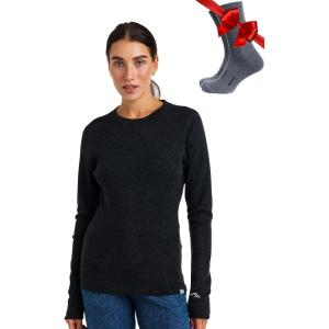 Merino.tech Merino Wool Base Layer Women – 100% Merino Wool Heavyweight, Midweight, Lite Long Sleeve Thermal Shirt and Socks(320 Charcoal Grey)