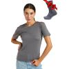 Merino.tech Merino Wool T Shirt Women – 100% Merino Wool Base Layer Women Short Sleeve Moisture-Wicking Tee and Hiking Socks(Perfect Grey Heather)