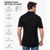 Merino Wool Shirts for Men – 100% Merino Wool Button Up Shirt Men Long and Short Sleeve Lightweight Breathable(Black Short Sleeve)