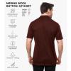 Merino Wool Shirts for Men – 100% Merino Wool Button Up Shirt Men Long and Short Sleeve Lightweight Breathable(Bordo Short Sleeve)