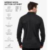 Merino Wool Shirts for Men – 100% Merino Wool Button Up Shirt Men Long and Short Sleeve Lightweight Breathable(Charcoal Long Sleeve)