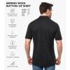 Merino Wool Shirts for Men – 100% Merino Wool Button Up Shirt Men Long and Short Sleeve Lightweight Breathable(Charcoal Short Sleeve)