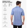 Merino Wool Shirts for Men – 100% Merino Wool Button Up Shirt Men Long and Short Sleeve Lightweight Breathable(Deep Blue Short Sleeve)