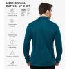 Merino Wool Shirts for Men – 100% Merino Wool Button Up Shirt Men Long and Short Sleeve Lightweight Breathable(Deep Teal Long Sleeve)